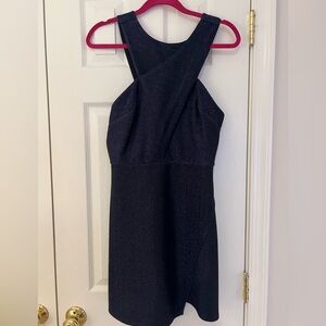 Topshop Metallic Navy Mini Dress